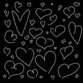 White contours of hearts on a black background Royalty Free Stock Photo